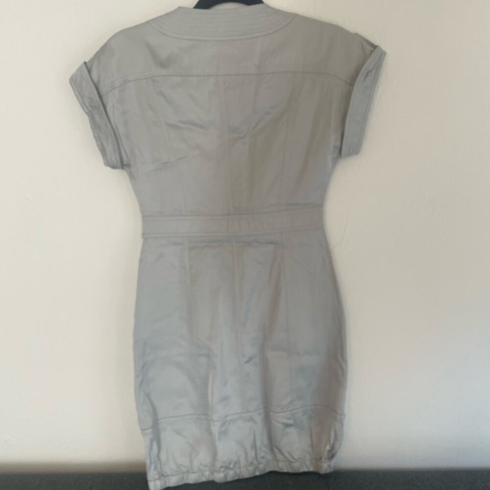 KAREN MILLEN Womens sz 4 silver dress metallic short sleeve summer festival - Picture 6 of 13